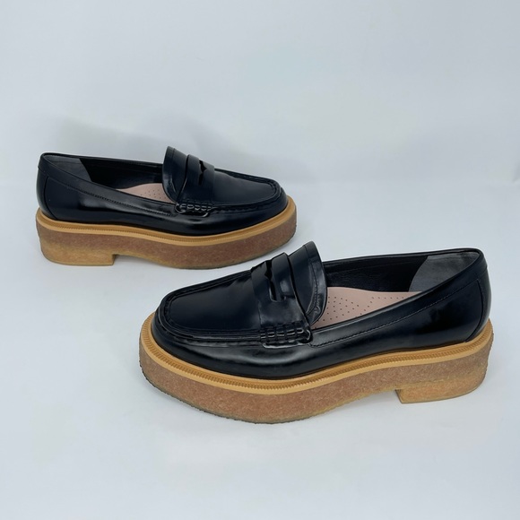 Loeffler Randall Rikki Leather Chunky Platform Penny Loafers in Black Size 9.5 - Picture 7 of 14